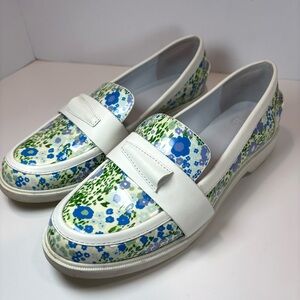 Tory Burch Sport Pocket Tee Women’s Golf Loafers Patent Leather Garden Floral 9M